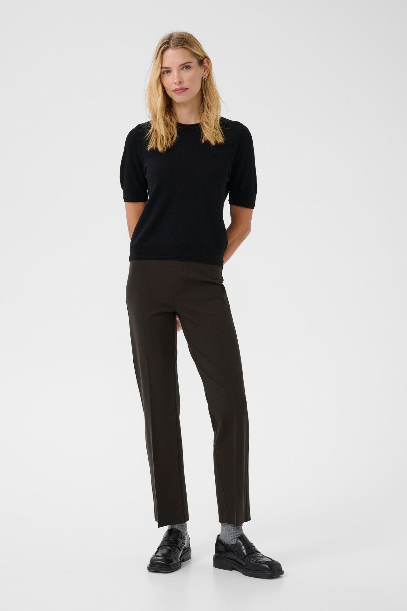 Part Two PontaPW cropped tailored trousers in ganache brown available at Dotique