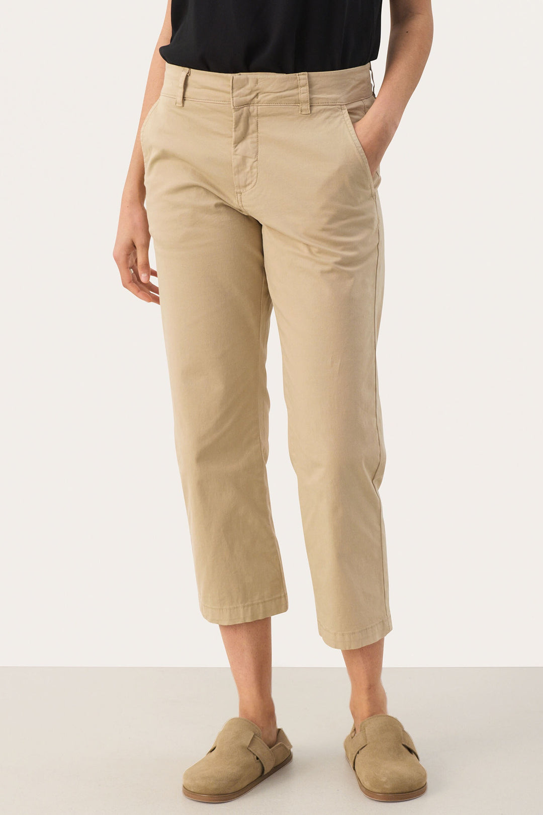 Part Two 30308589 SoffynsPW Taupe White Pepper Cropped Trousers - Dotique