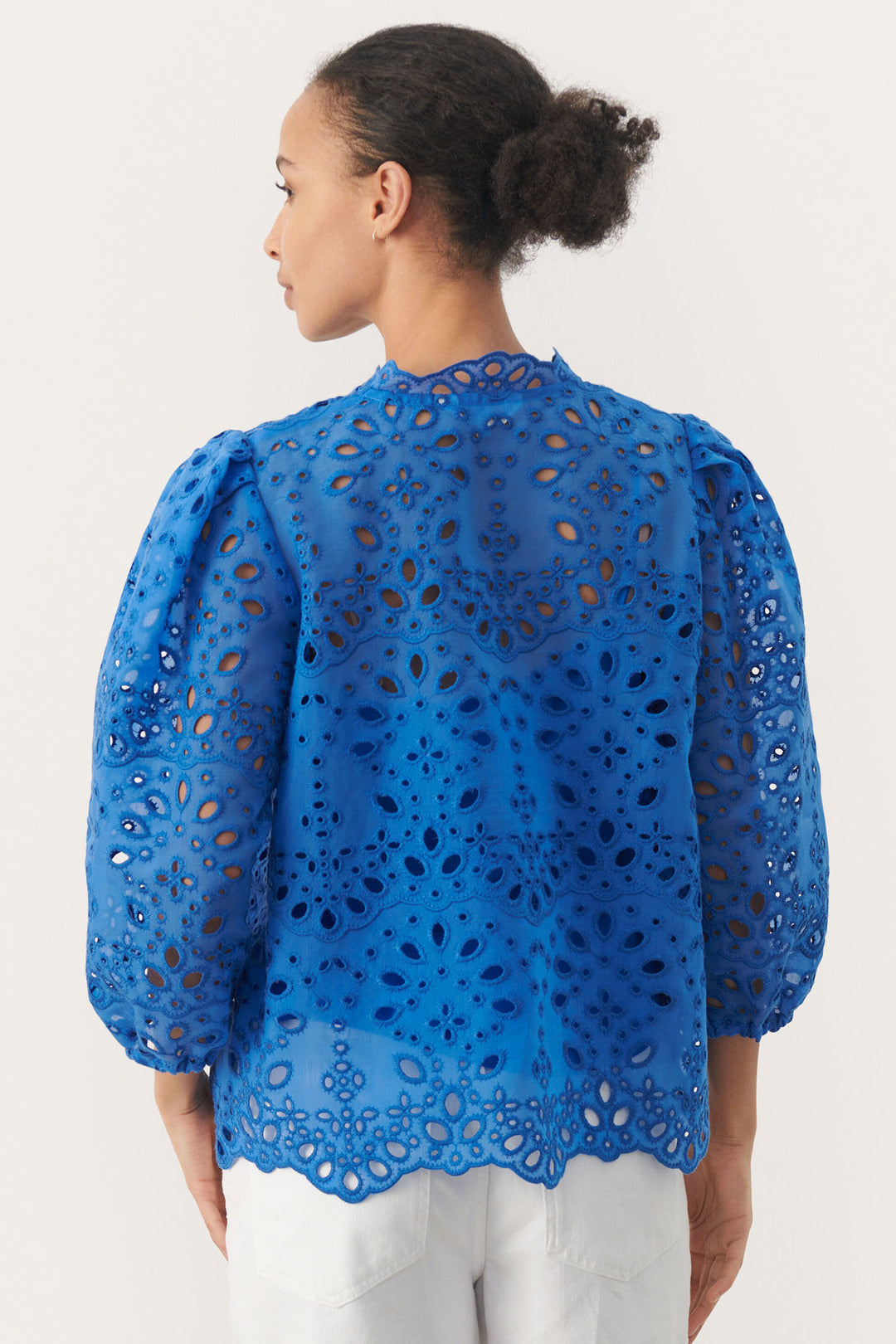 Part Two 30308618 GrethePW Nebulas Blue Broderie Anglaise Top - Dotique