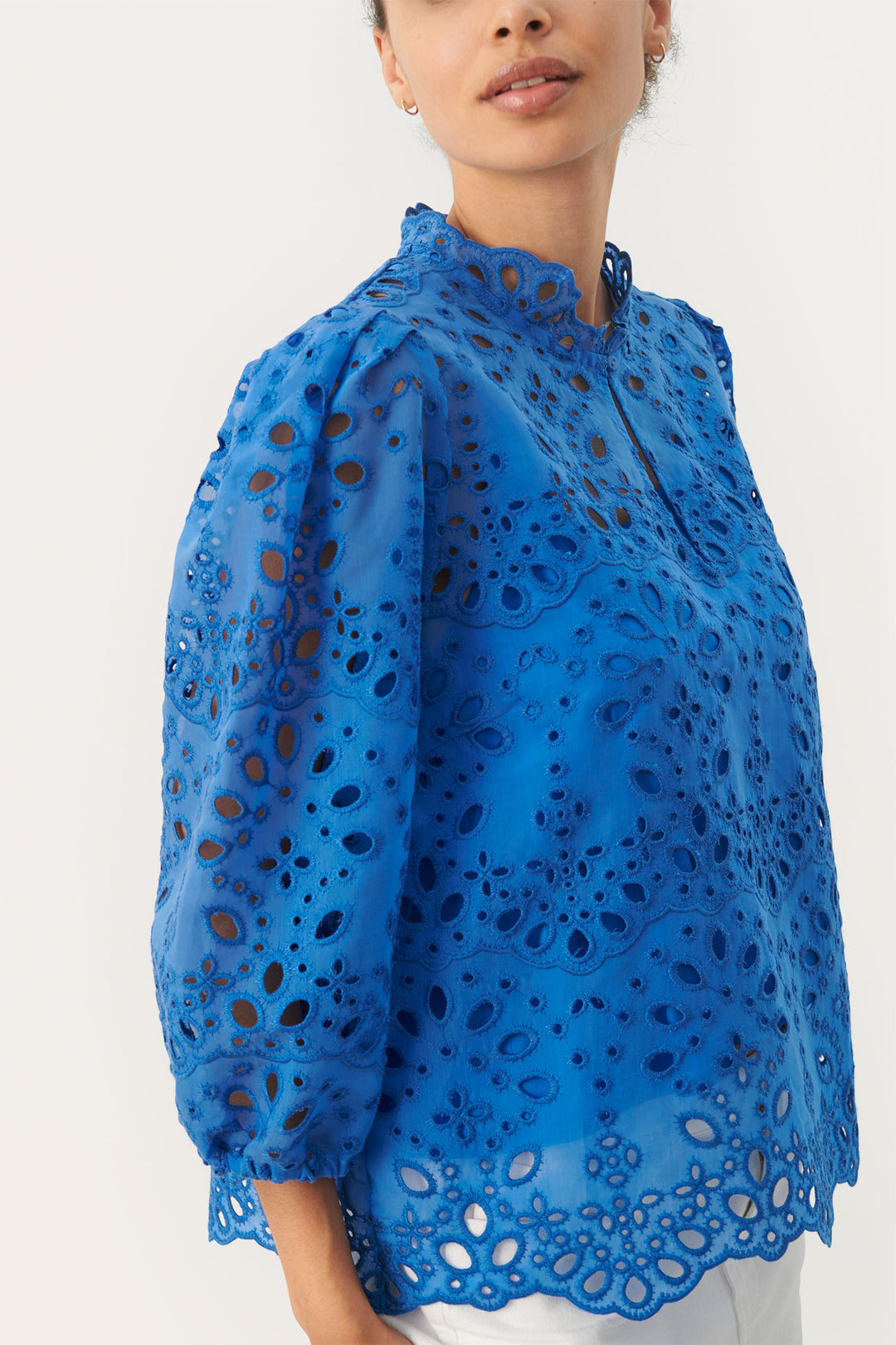 Part Two 30308618 GrethePW Nebulas Blue Broderie Anglaise Top - Dotique