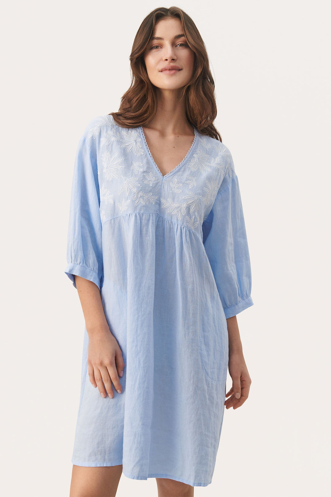 Part Two 30308679 GiazellaPW Windsurfer Blue Embroidered Linen Dress - Dotique