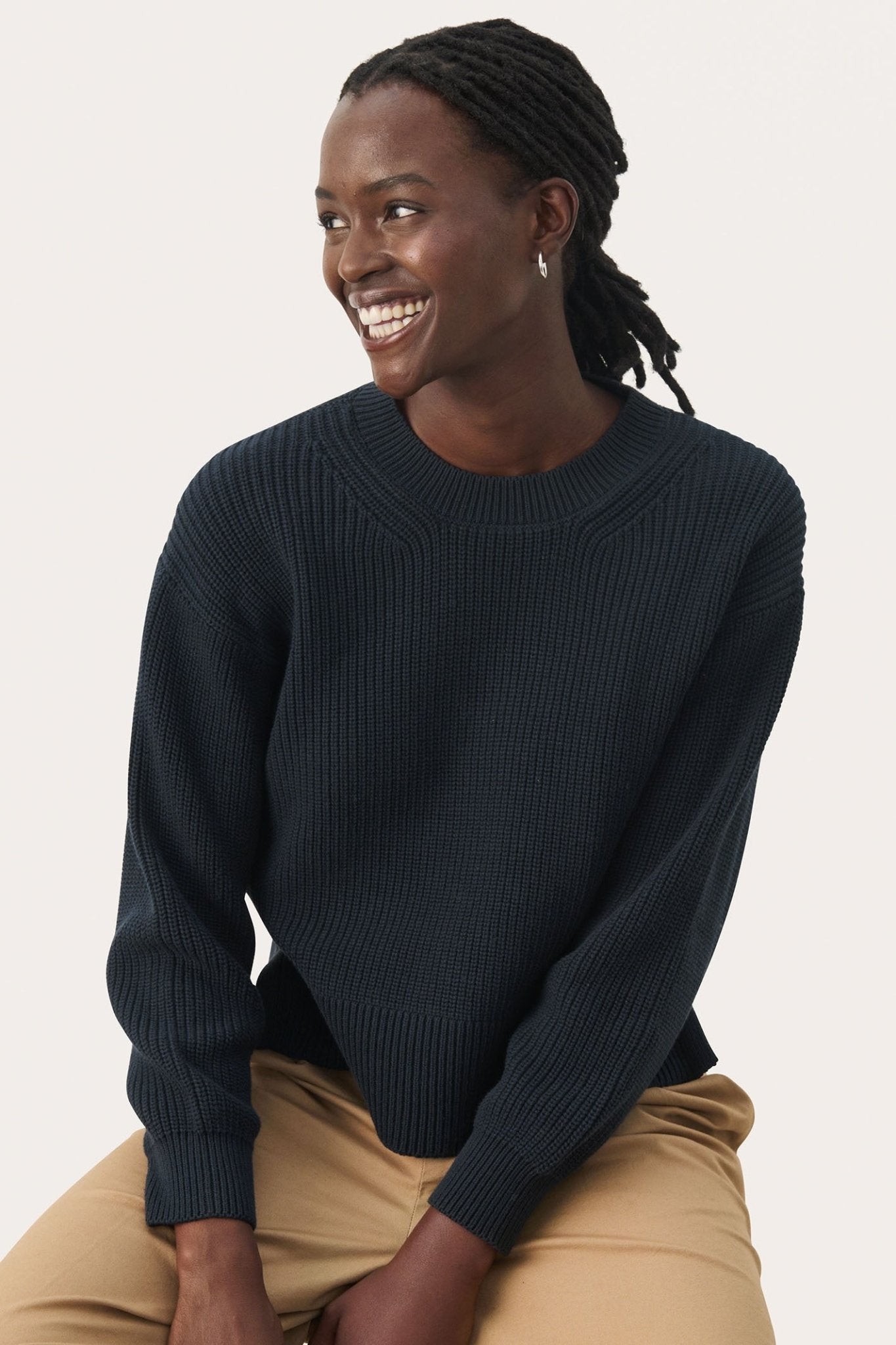 Part Two 30309012 LumaOW Ribbed Jumper Dark Navy - Dotique - Part Two