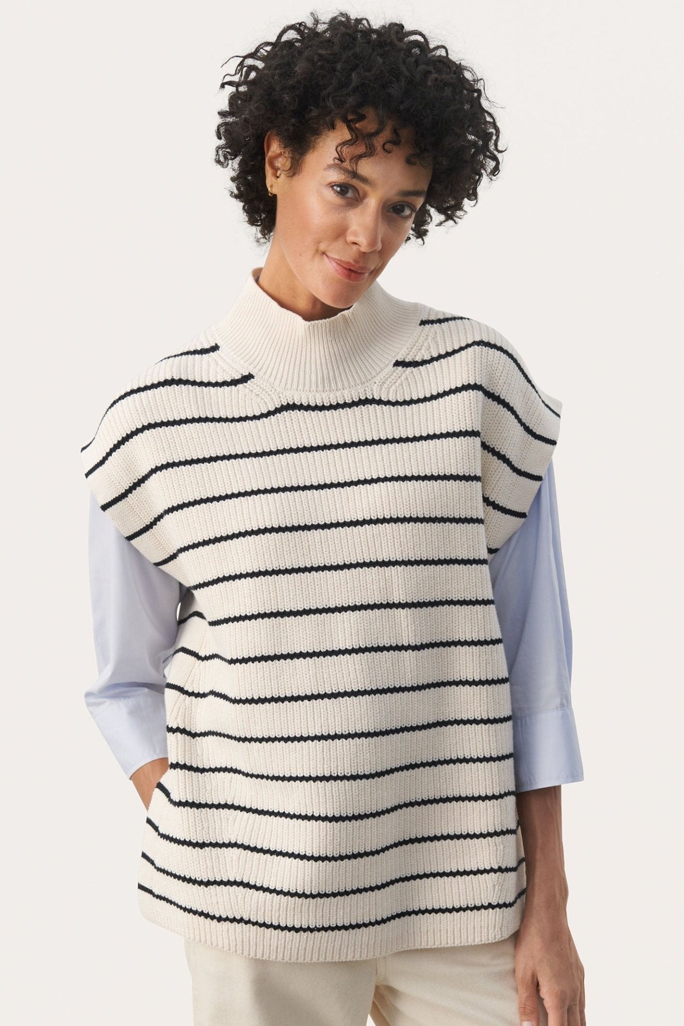 Part Two 30309032 EisleyPW Slipover Jumper Dark Navy Stripe - Dotique - Part Two