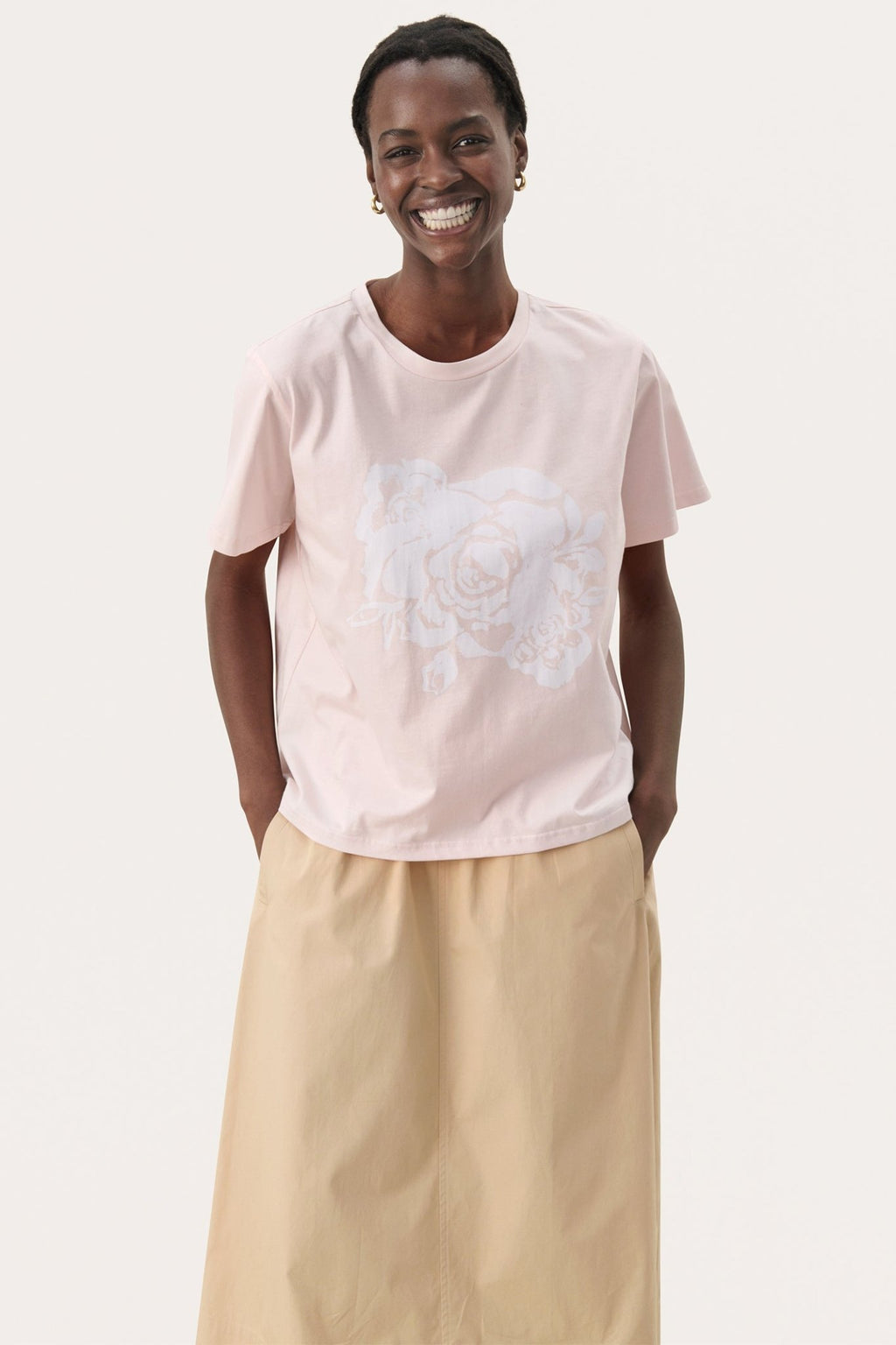 Part Two 30309423 NahidPW T-Shirt with Rose Print Mauve Chalk - Dotique