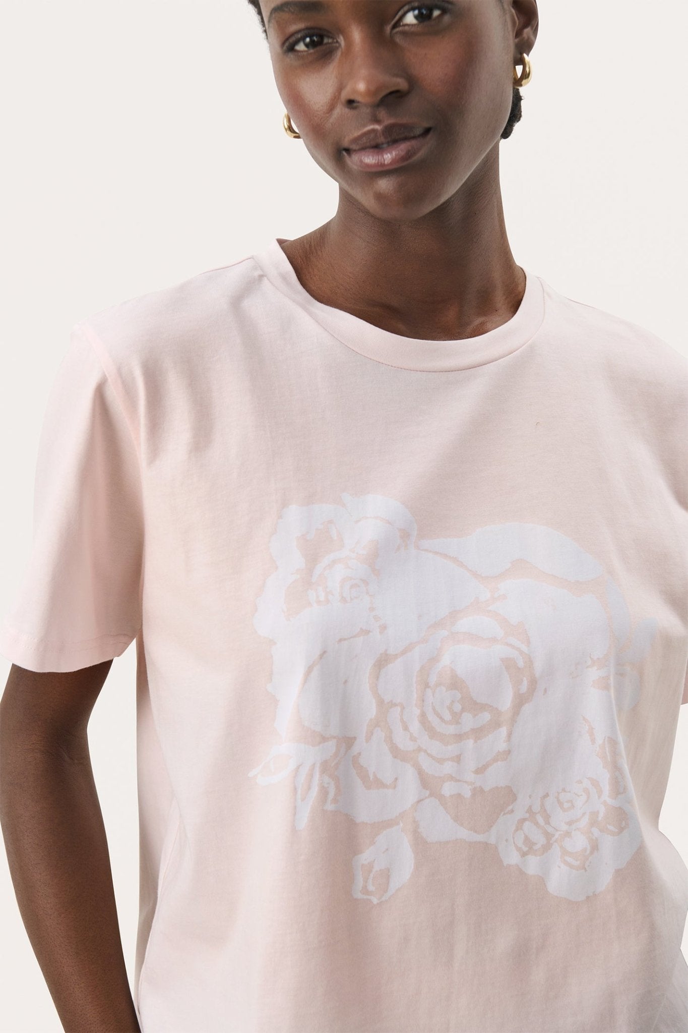 Part Two 30309423 NahidPW T-Shirt with Rose Print Mauve Chalk - Dotique