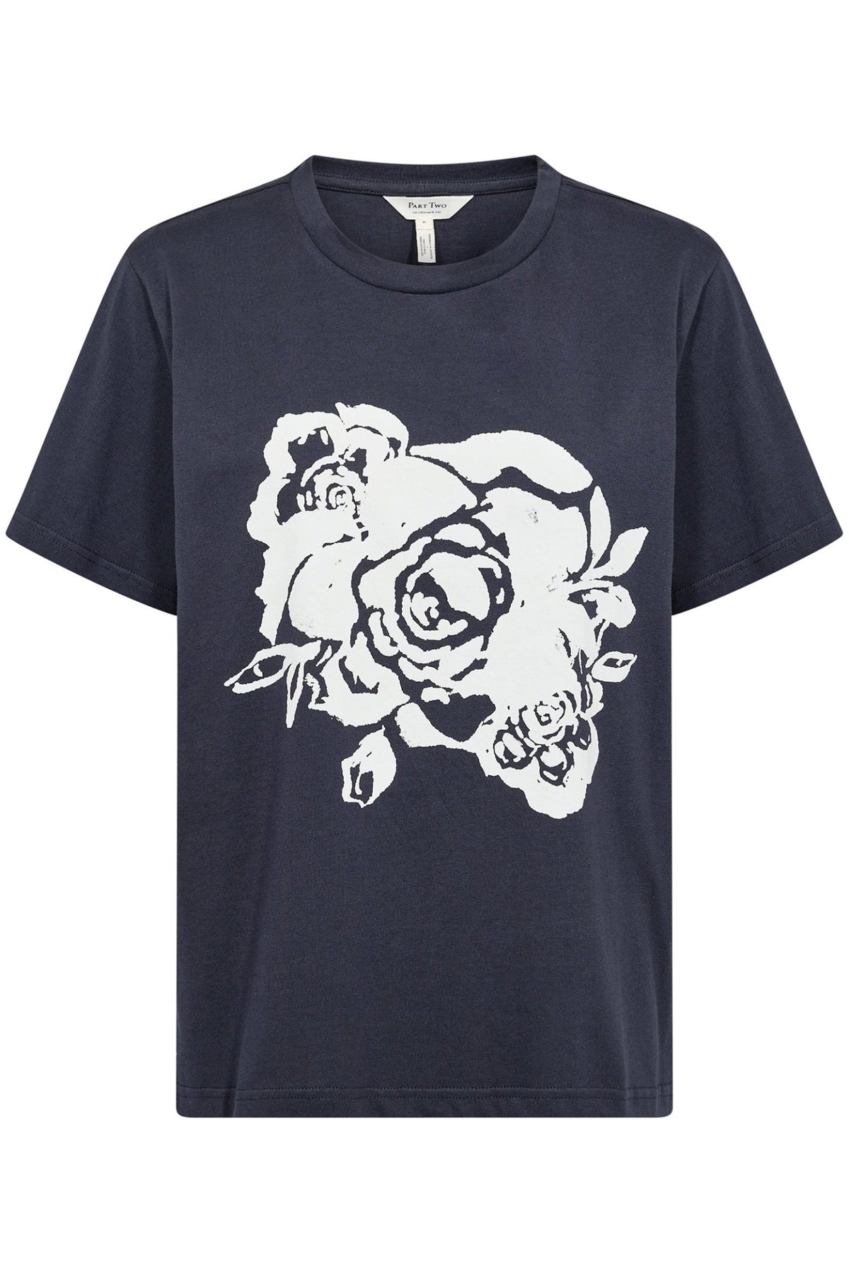 Part Two 30309423 NahidPW T-Shirt with Rose Print Navy - Dotique