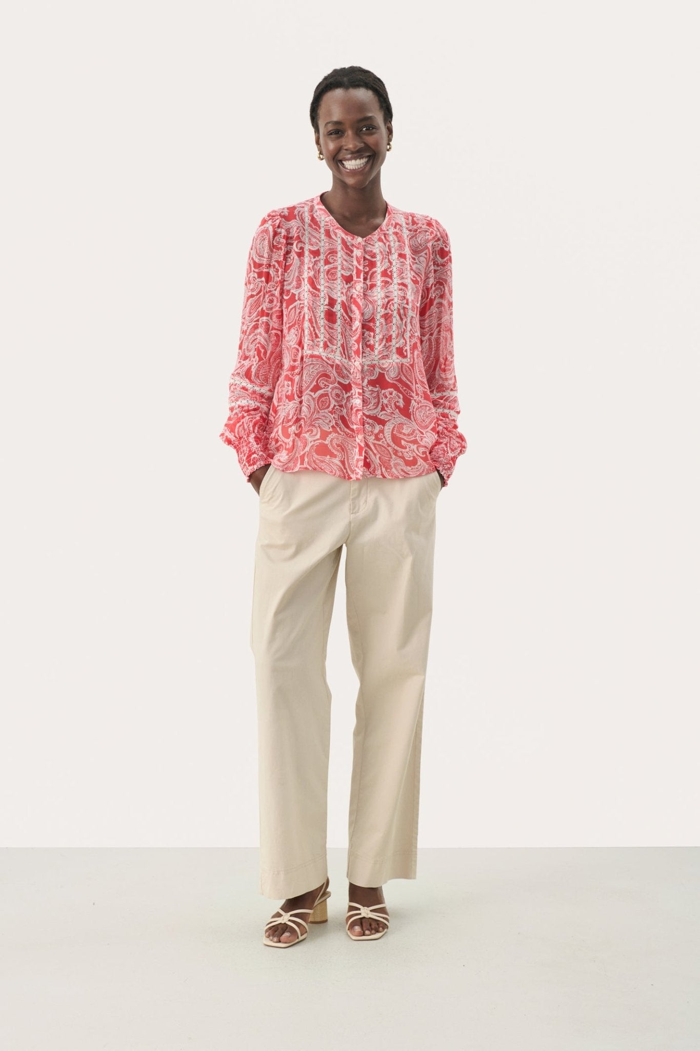 Part Two 30309499 NesmaPW Long Sleeve Red Paisley Print Blouse