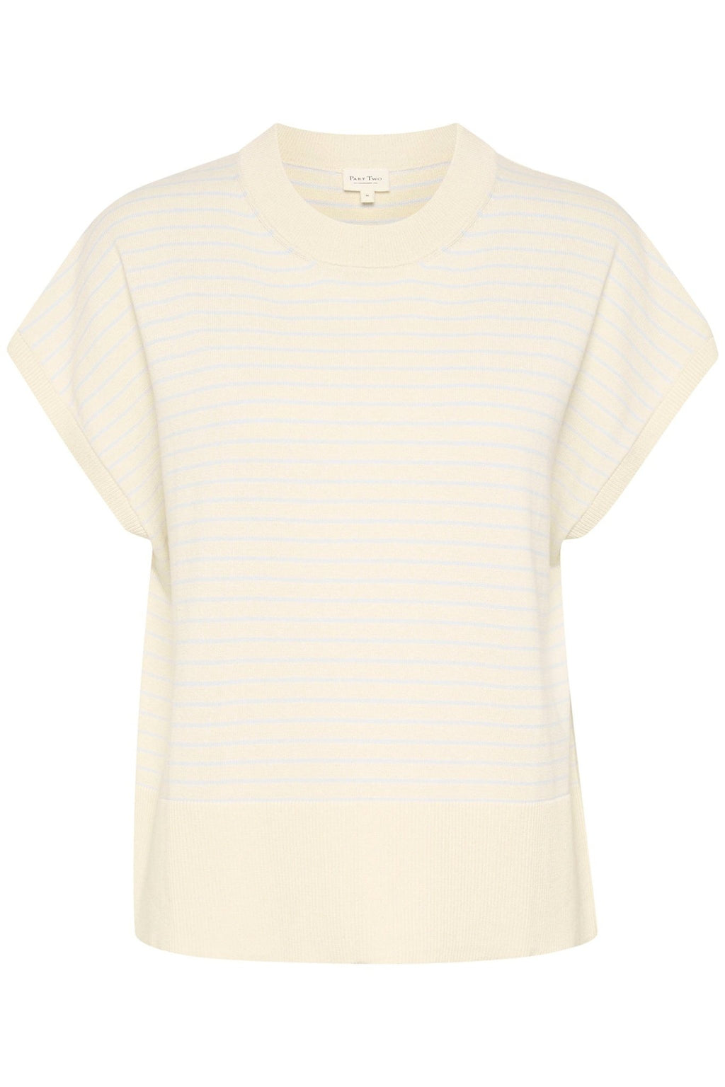 Part Two 30309534 NatayaPW Cap Sleeve Fine Knit T-Shirt Blue Whitecap Gray Stripe - Dotique