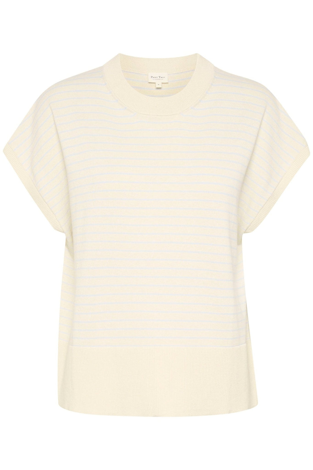 Part Two 30309534 NatayaPW Cap Sleeve Fine Knit T-Shirt Blue Whitecap Gray Stripe - Dotique