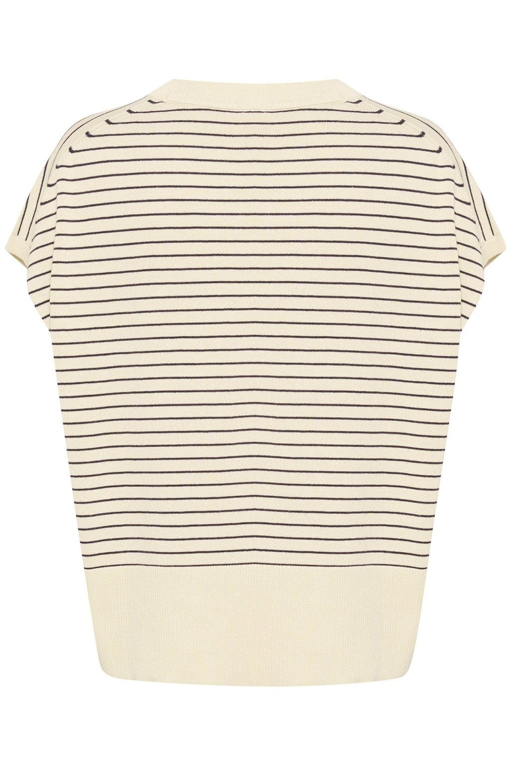 Part Two 30309534 NatayaPW Cap Sleeve Fine Knit T-Shirt Whitecap Gray Strip - Dotique