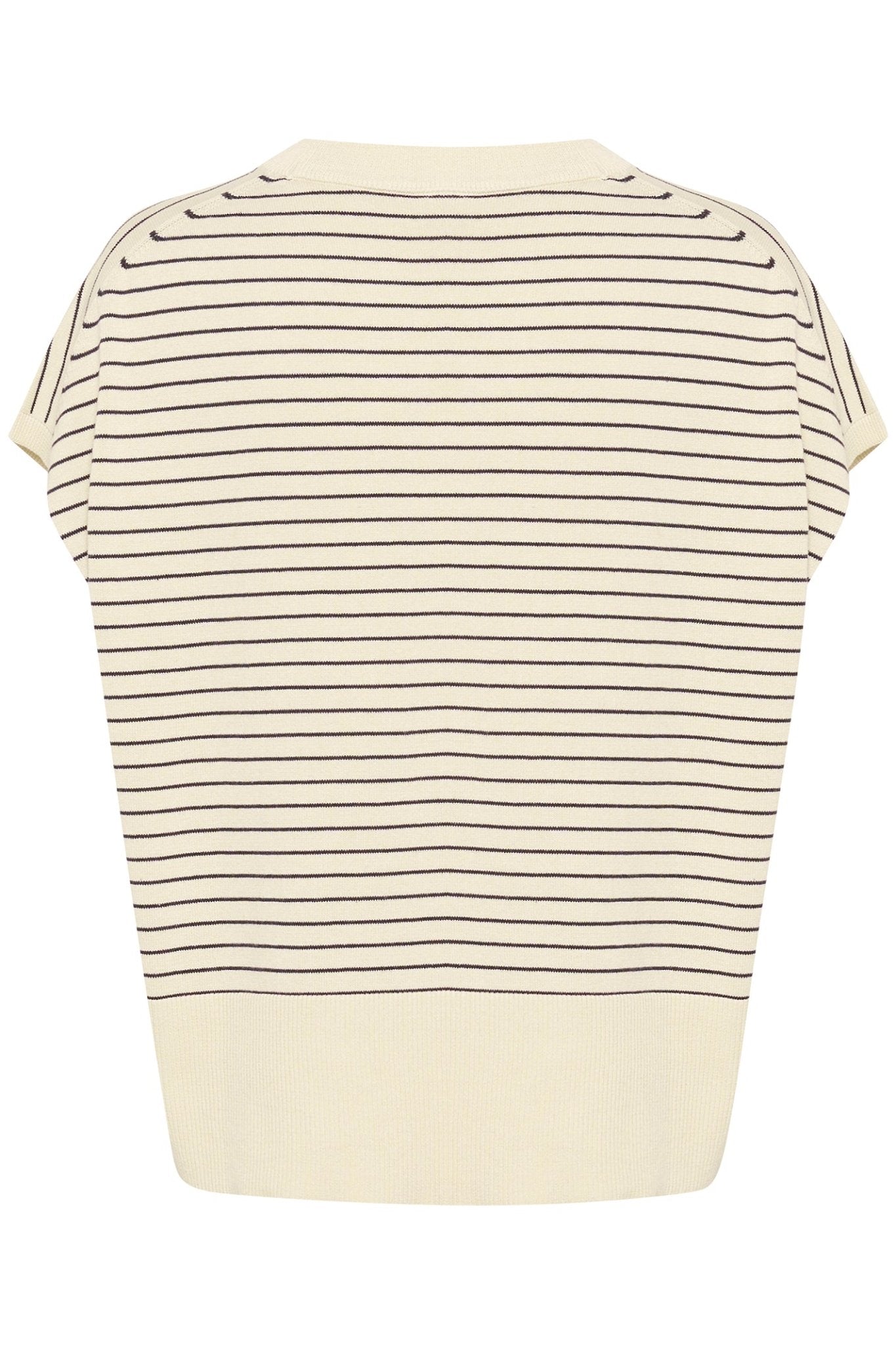 Part Two 30309534 NatayaPW Cap Sleeve Fine Knit T-Shirt Whitecap Gray Strip - Dotique