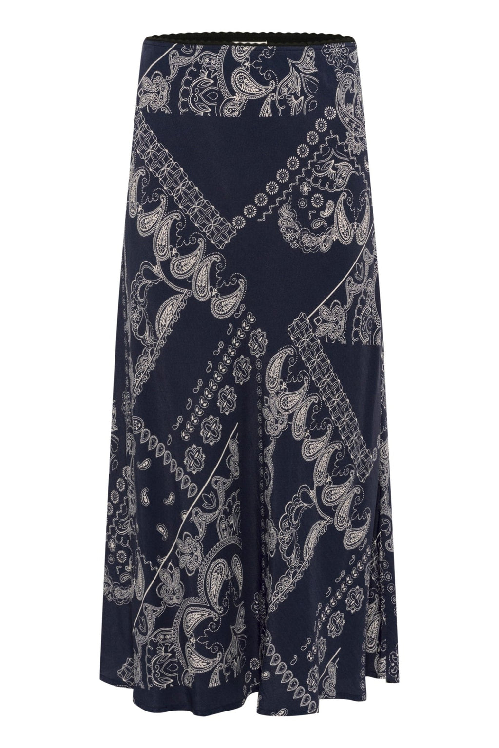 Part Two 30309556 LaurinaPW SK Mid Calf Patterned Skirt Navy Graphic Paisley 