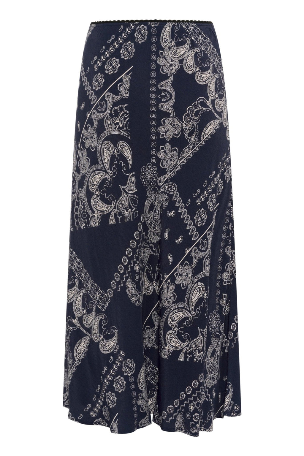 Part Two 30309556 LaurinaPW SK Mid Calf Patterned Skirt Navy Graphic Paisley 