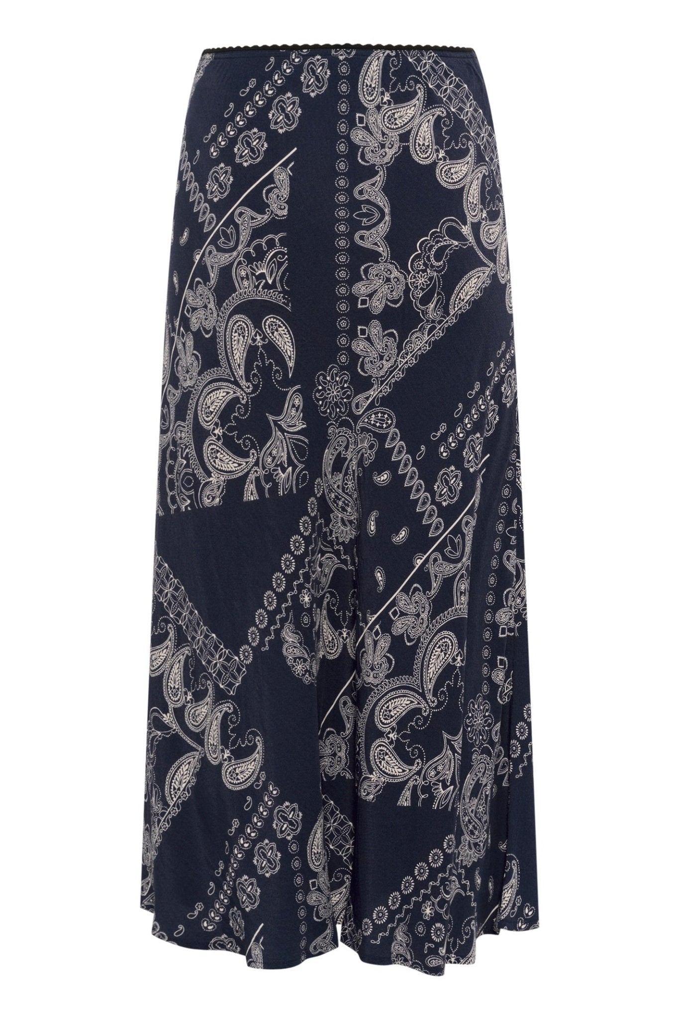 Part Two 30309556 LaurinaPW SK Mid Calf Patterned Skirt Navy Graphic Paisley 