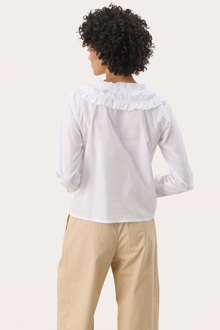 Part Two 30309562 NoellaPW Cotton Shirt with Frill Detailing Bright White - Dotique