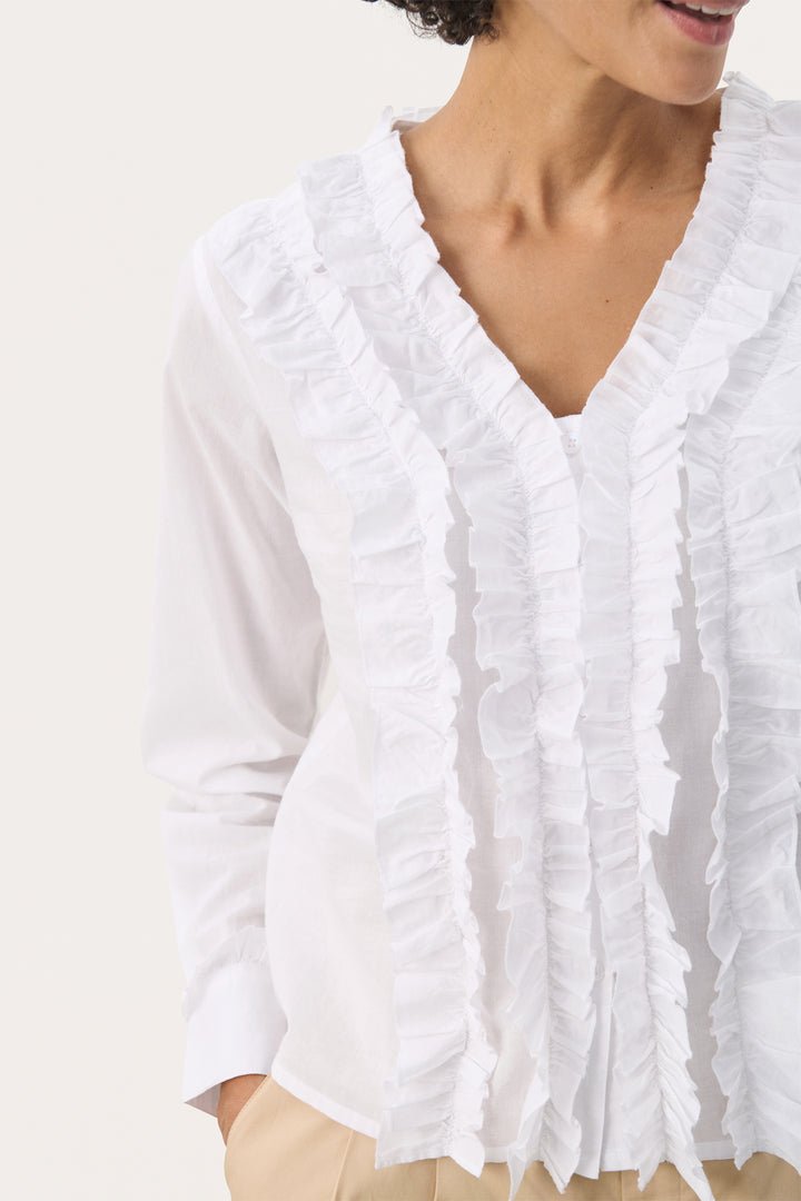 Part Two 30309562 NoellaPW Cotton Shirt with Frill Detailing Bright White - Dotique