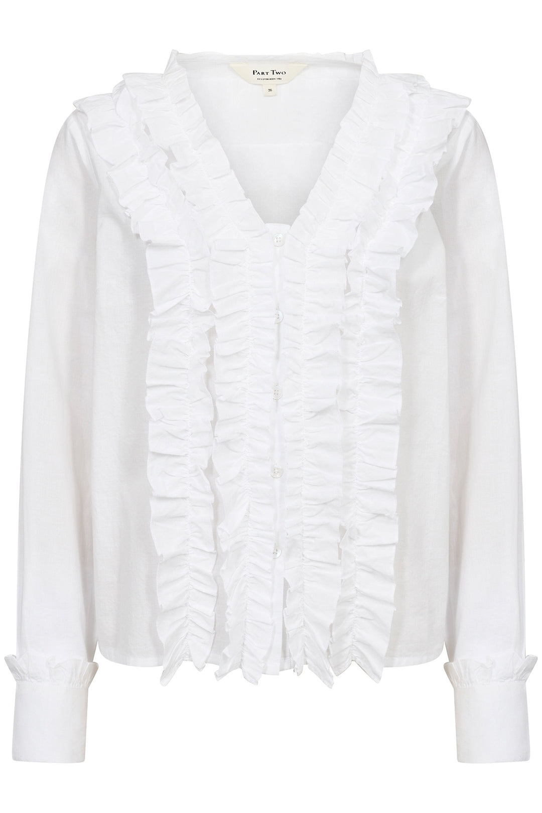 Part Two 30309562 NoellaPW Cotton Shirt with Frill Detailing Bright White - Dotique