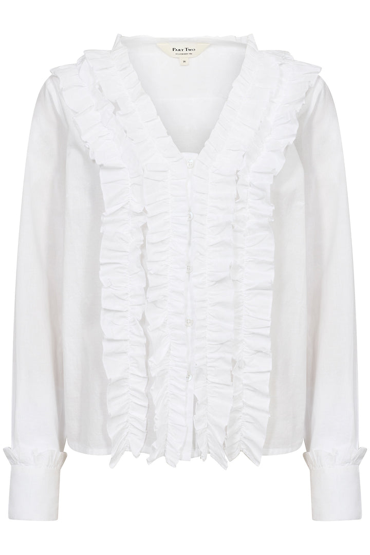 Part Two 30309562 NoellaPW Cotton Shirt with Frill Detailing Bright White - Dotique