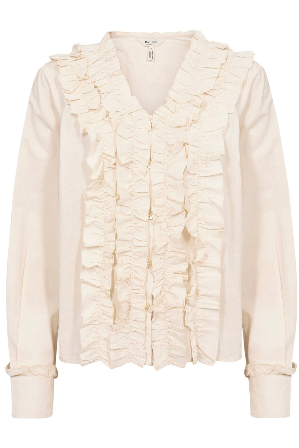 Part Two 30309562 NoellaPW Cotton Shirt with Frill Detailing whitecap Gray - Dotique