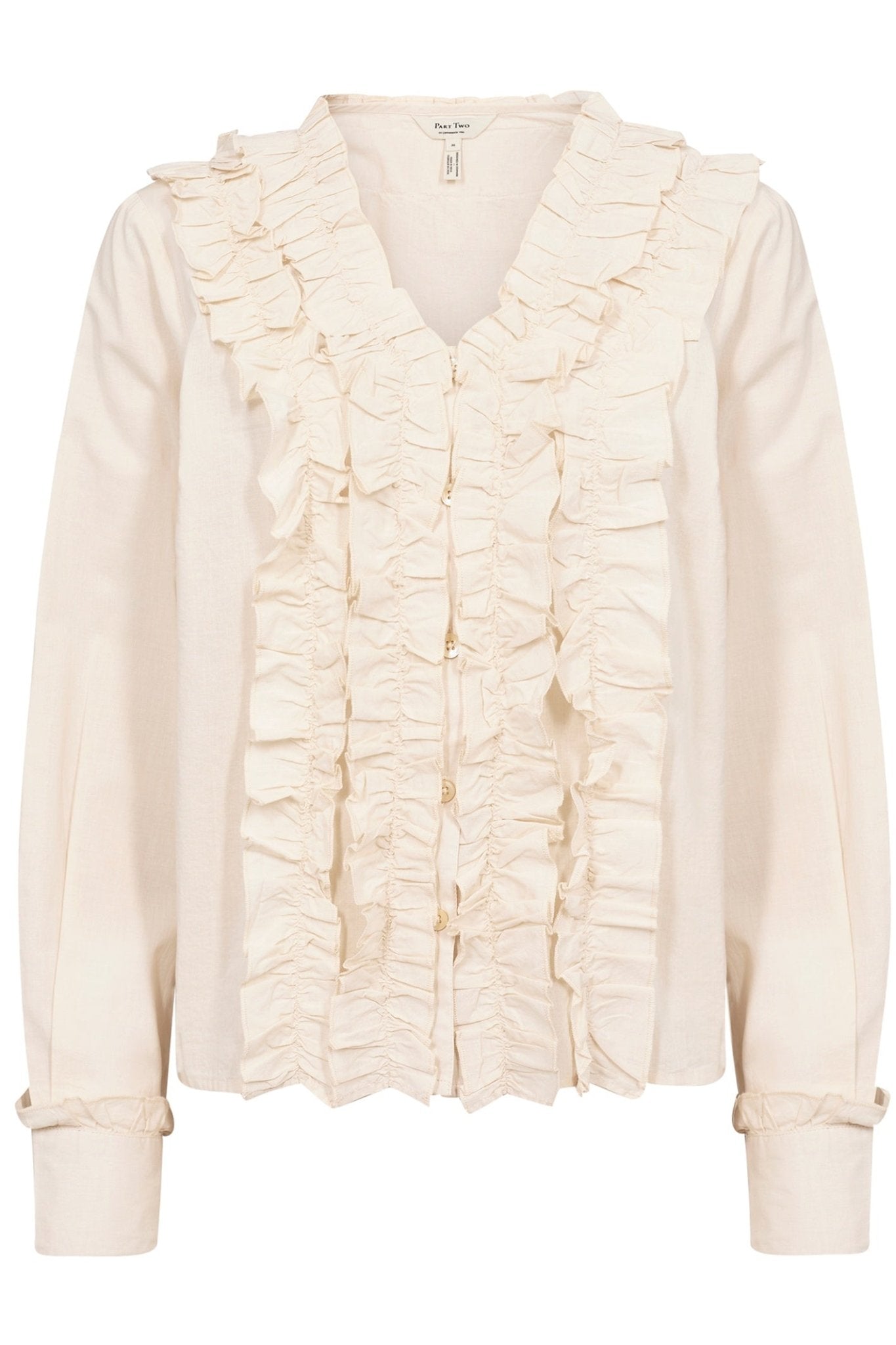 Part Two 30309562 NoellaPW Cotton Shirt with Frill Detailing whitecap Gray - Dotique