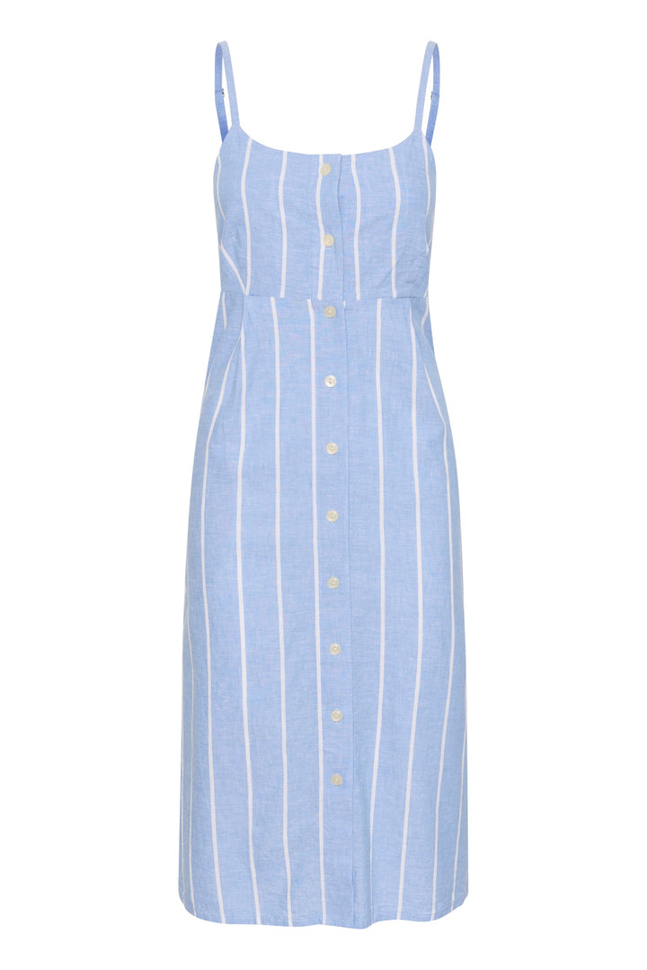 Part Two 30309615 ReysaPW Blue Linen Dress with White Stripes at Dotique 