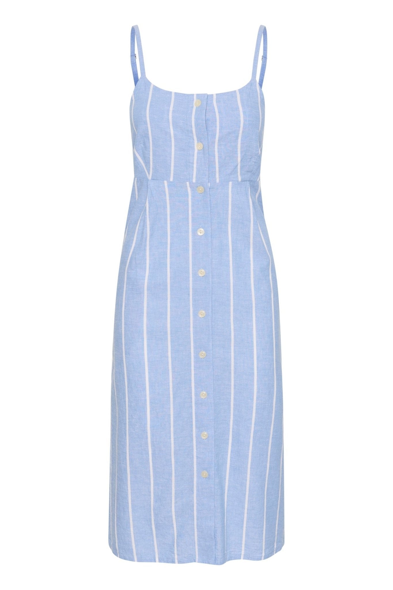 Part Two 30309615 ReysaPW Blue Linen Dress with White Stripes - Dotique