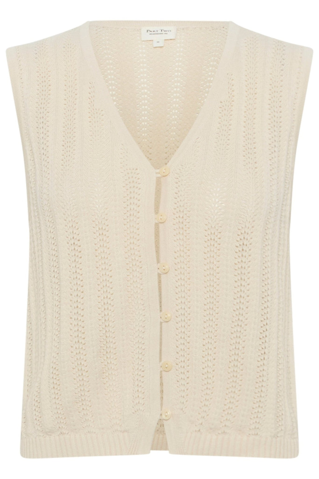 Part Two 30309680 RosellaPW Cotton Knitted Sleeveless Cardigan - Beige - Dotique
