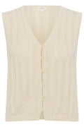 Part Two 30309680 RosellaPW Cotton Knitted Sleeveless Cardigan - Beige - Dotique