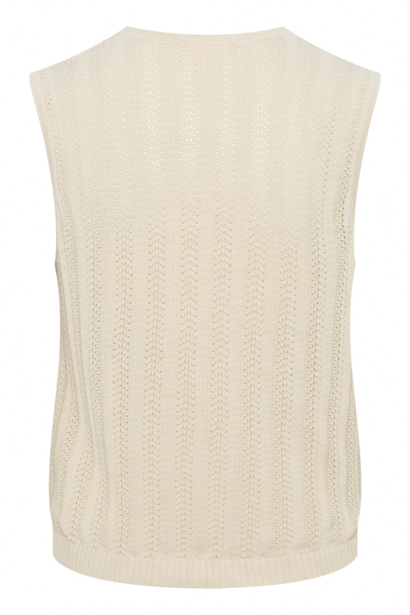Part Two 30309680 RosellaPW Cotton Knitted Sleeveless Cardigan - Beige - Dotique