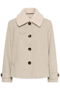 Part Two SylviaPW OTW Jacket in pure cashmere melange at Dotique – wool blend short jacket with teddy collar and buttons.

