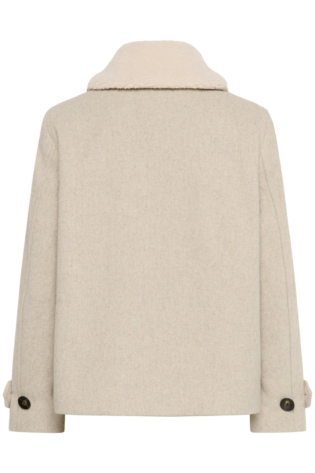 Part Two SylviaPW OTW Jacket in pure cashmere melange at Dotique – wool blend short jacket with teddy collar and buttons.

