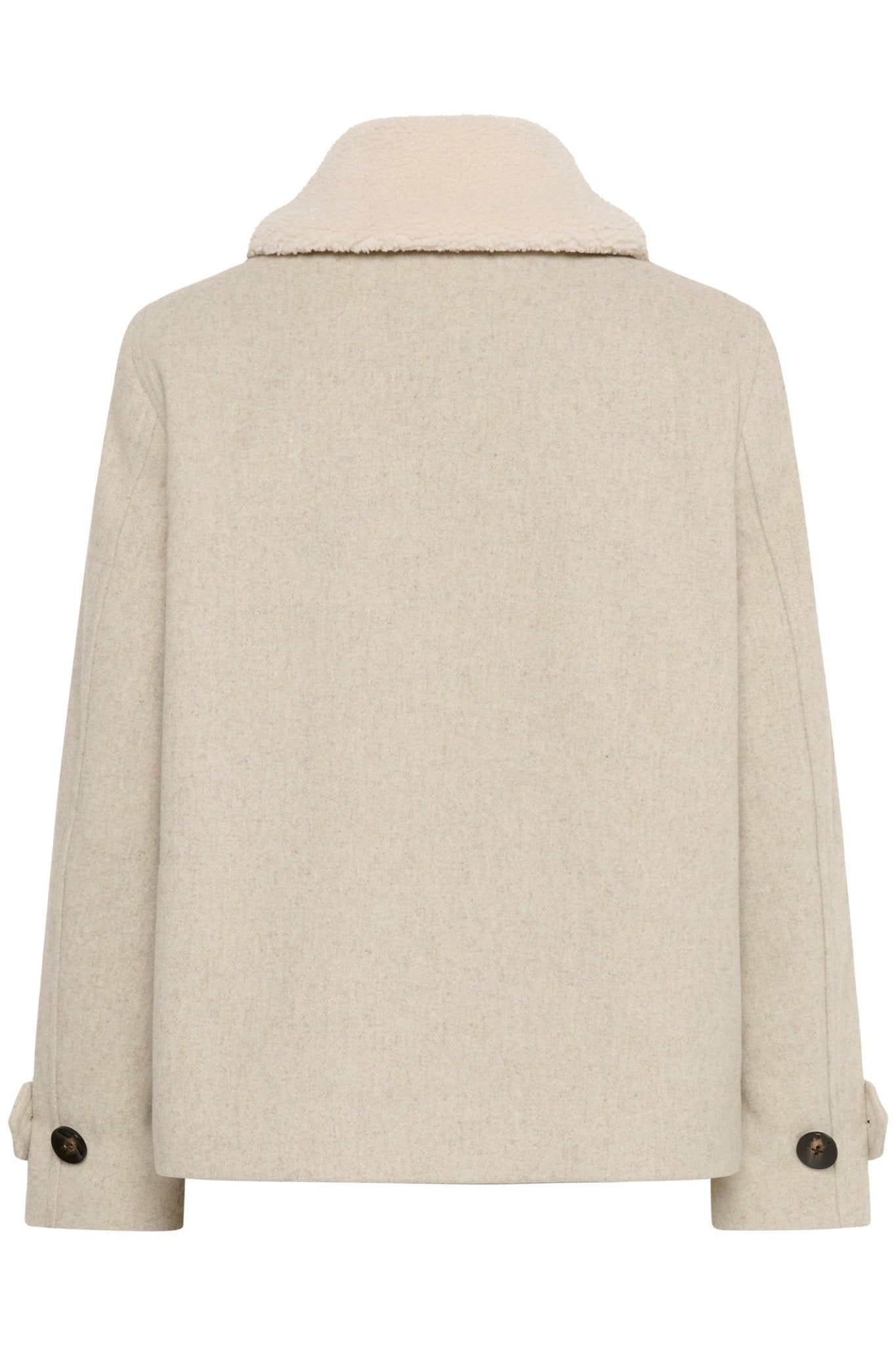 Part Two SylviaPW OTW Jacket in pure cashmere melange at Dotique – wool blend short jacket with teddy collar and buttons.

