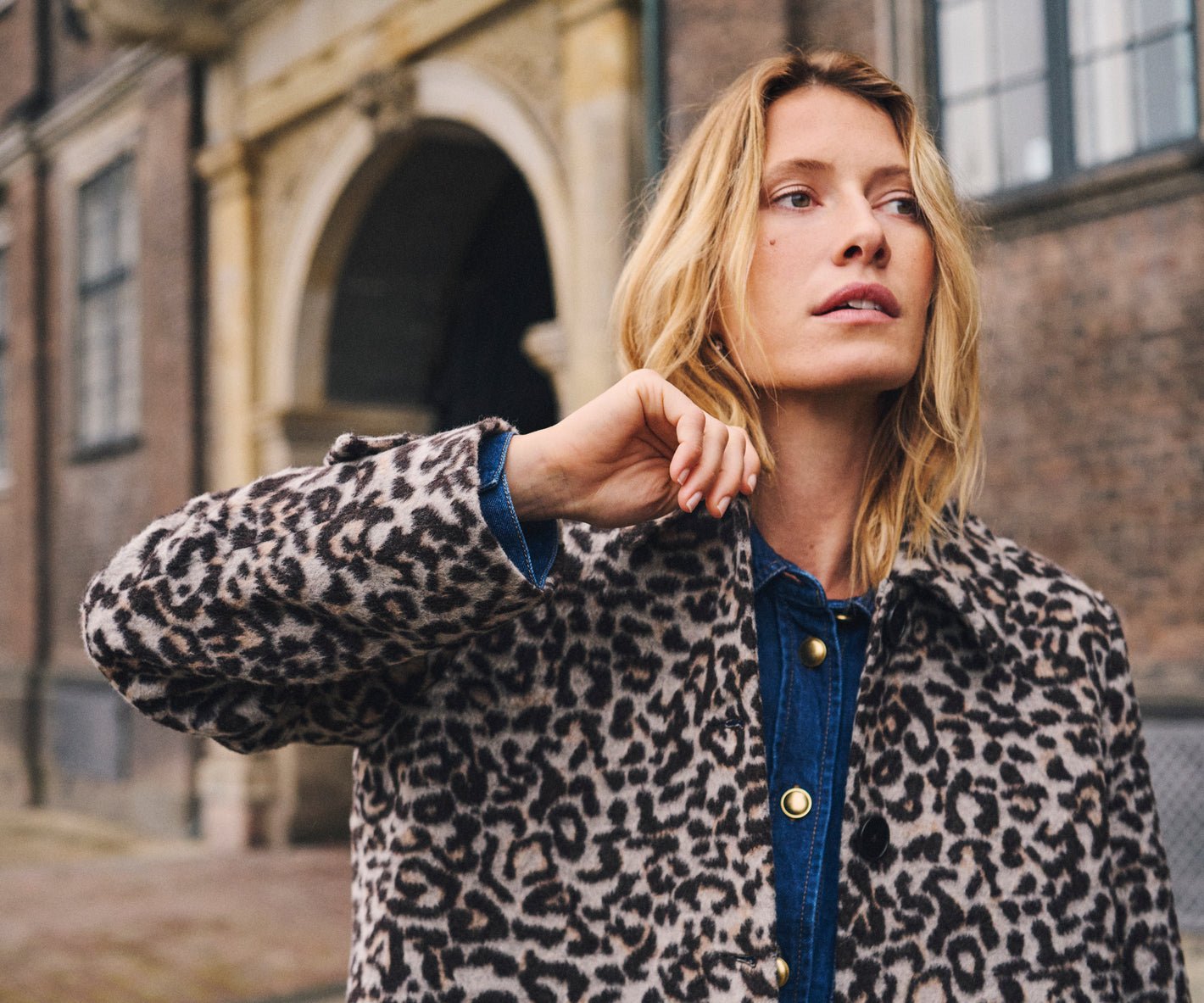 Part Two SuzyPW OTW Coat in Leopard – recycled wool blend animal print long coat with buttons and pockets available at Dotique
