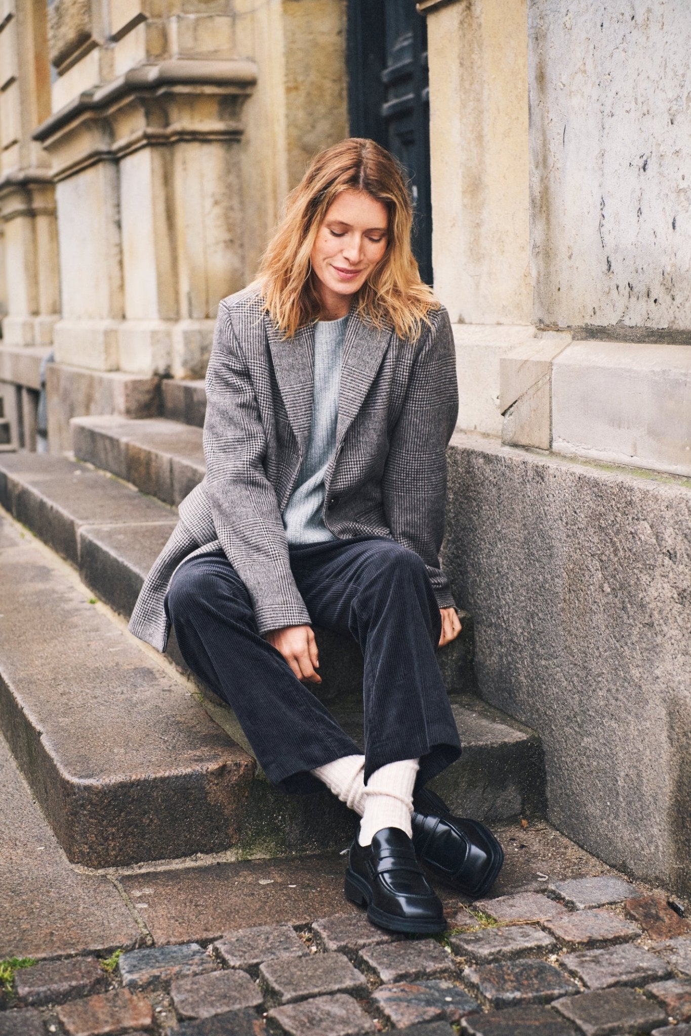 Part Two SelinePW brown check tailored jacket with buttons and pockets – Dotique