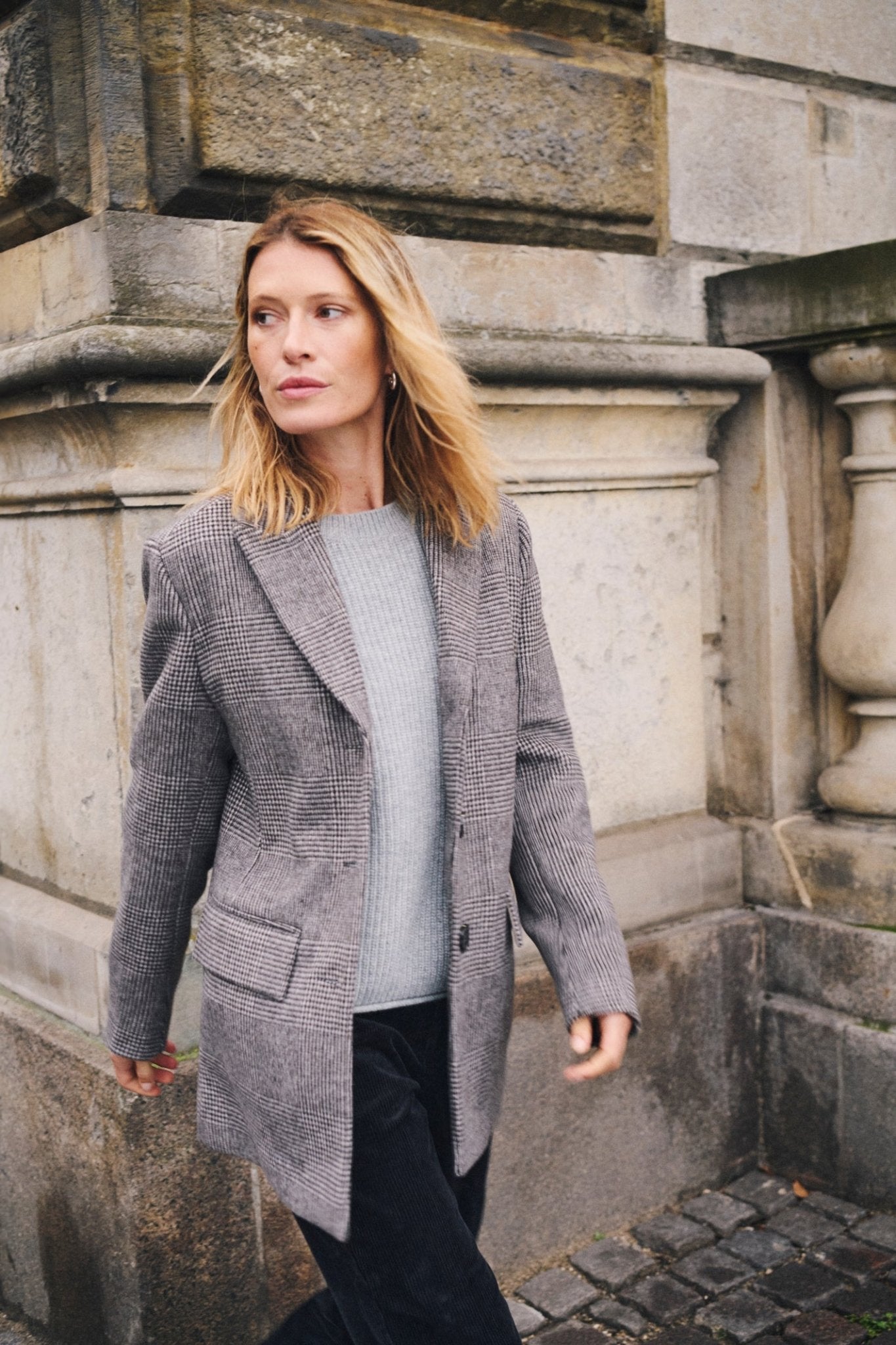 Part Two SelinePW brown check tailored jacket with buttons and pockets – Dotique