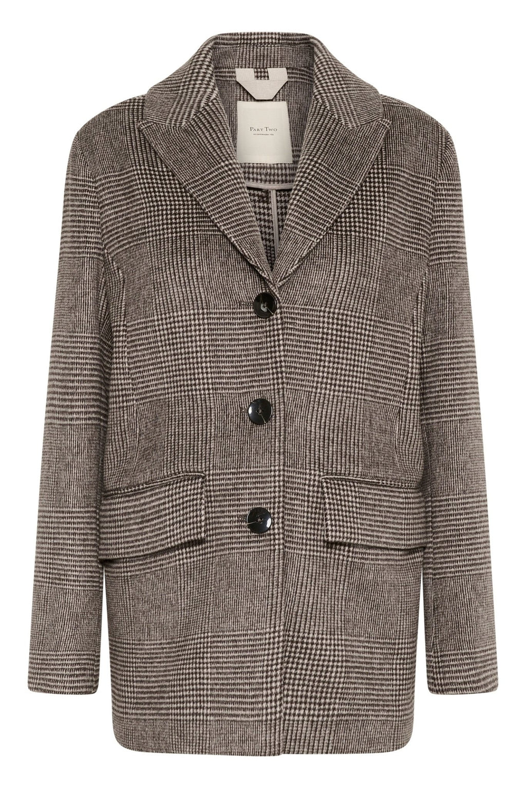 Part Two SelinePW brown check tailored jacket with buttons and pockets – Dotique