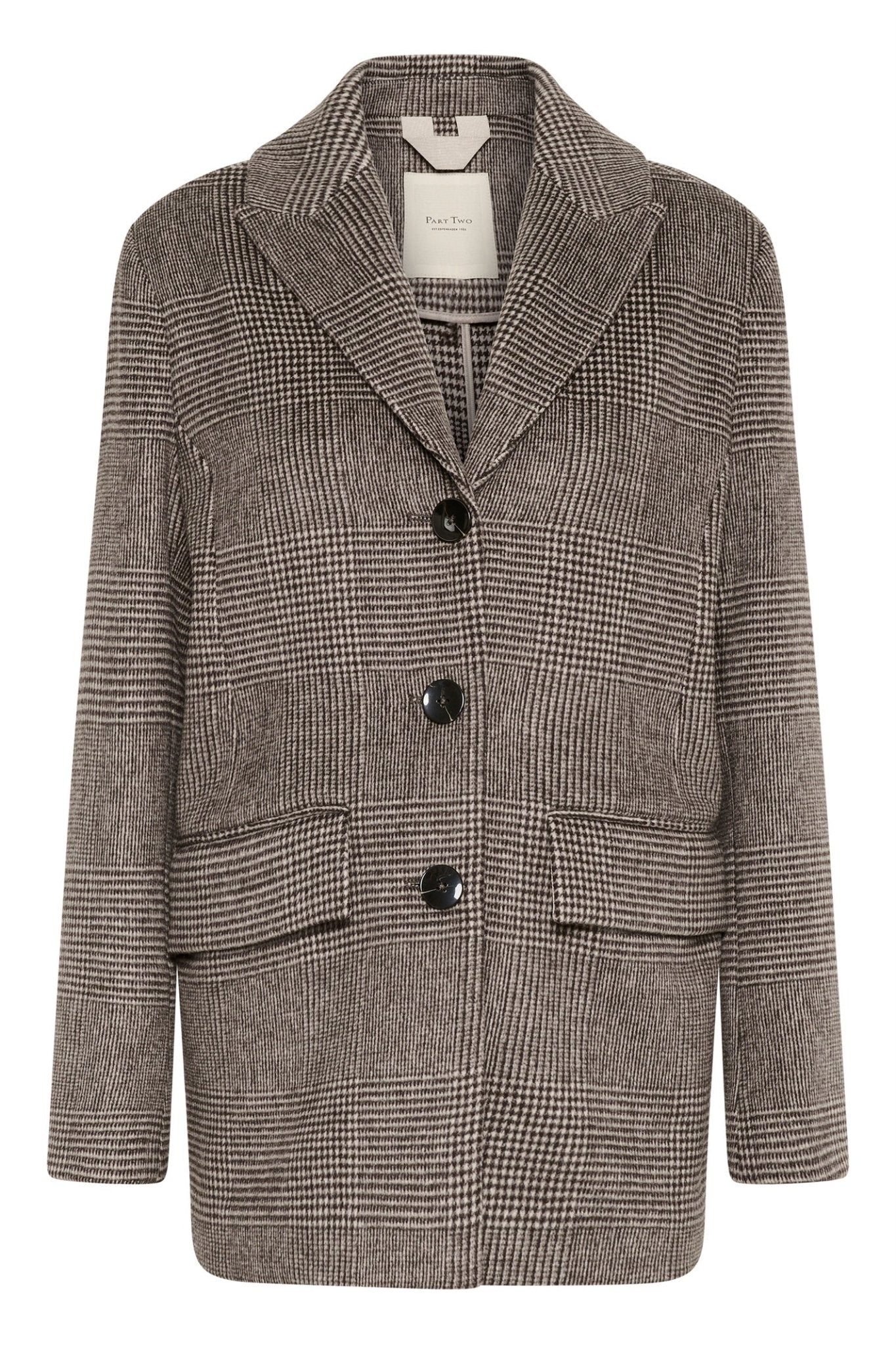 Part Two SelinePW brown check tailored jacket with buttons and pockets – Dotique