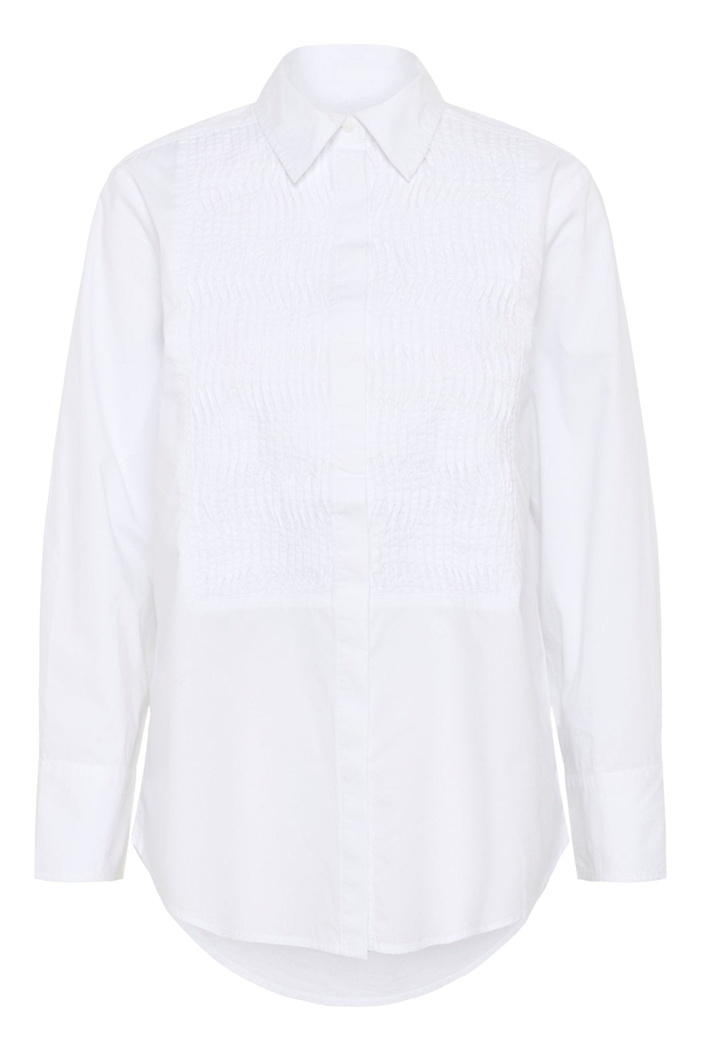 Part Two NatinkaPW Shirt in Bright White – organic cotton shirt with front pleats and classic collar available at Dotique
