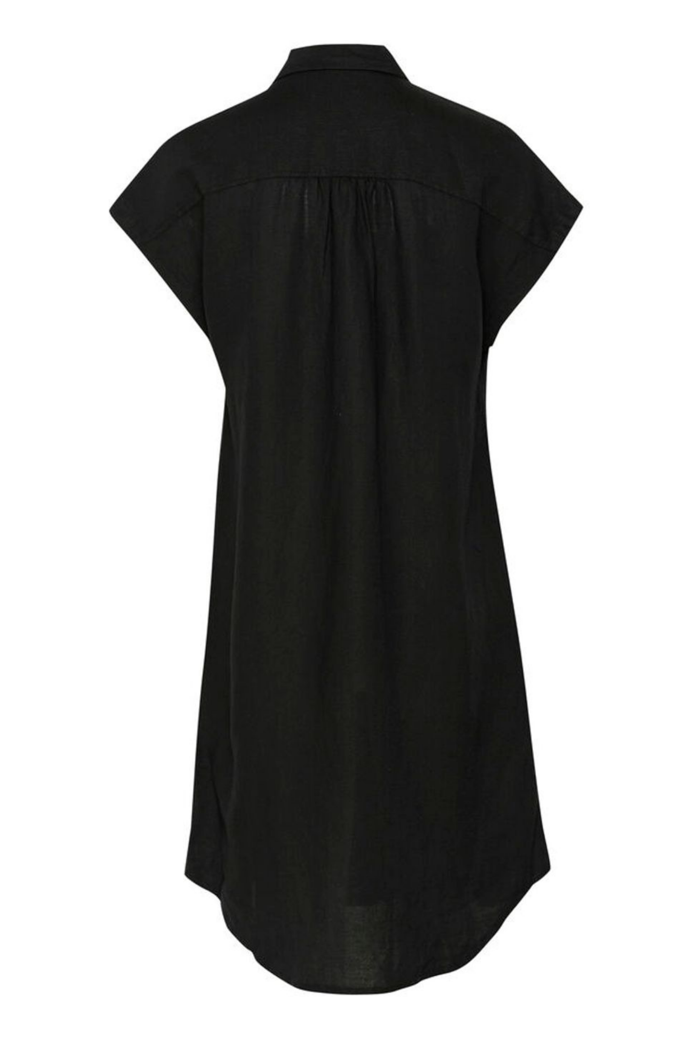 Timeless black linen shirt dress by Part Two. Lightweight, breathable and easy to style for summer days and holidays.