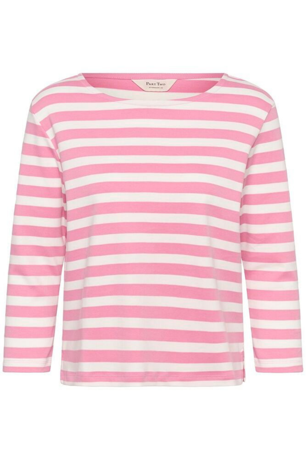 Organic cotton striped T-shirt by Part Two in soft orchid smoke and white. A timeless everyday essential.