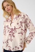 Part Two NatalePW Blouse in Tawny Port Botanical Print – organic cotton v-neck blouse with long sleeves available at Dotique
