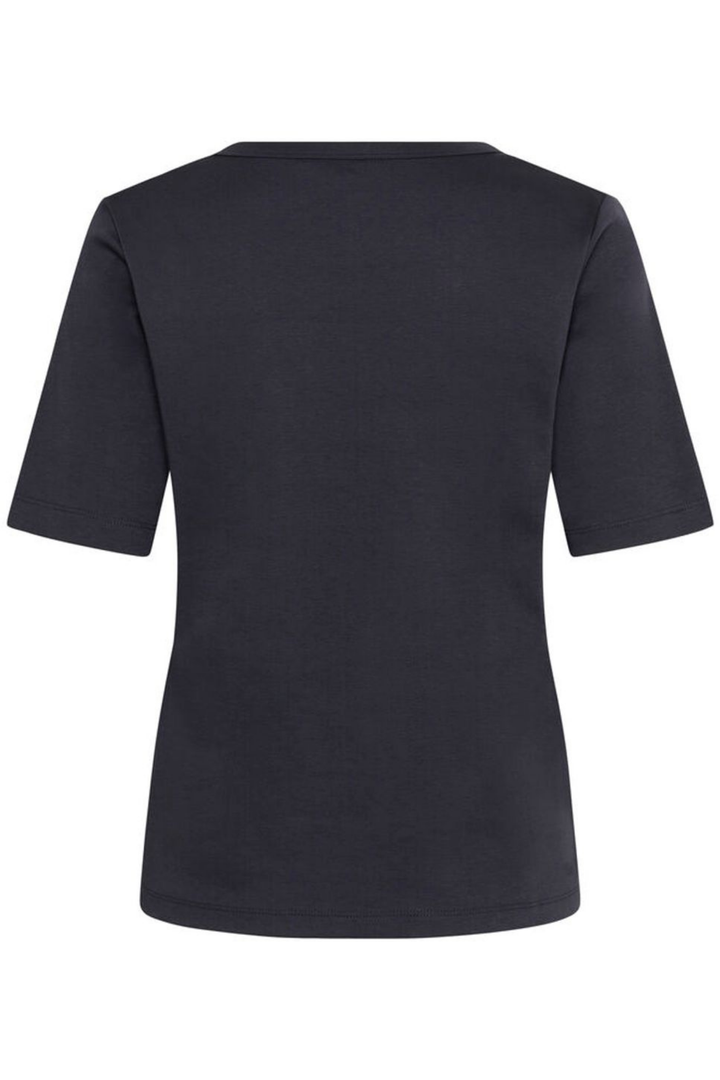 Black V-neck T-shirt by Part Two made from soft organic cotton. A timeless everyday staple that pairs perfectly with jeans or tailoring. Shop at Dotique.