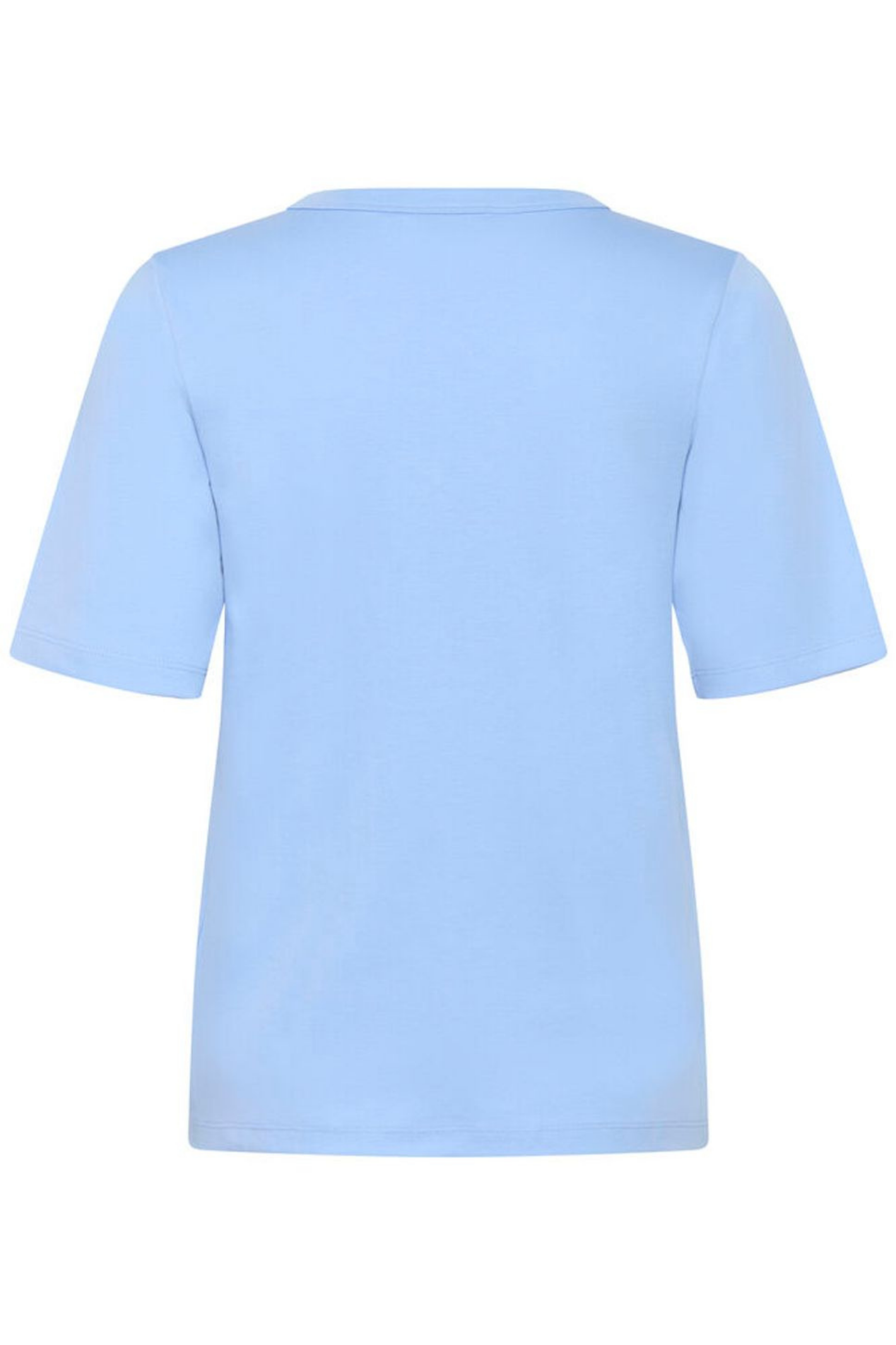 Hydrangea blue V-neck T-shirt by Part Two, made from soft organic cotton. A timeless everyday staple to wear season after season. Shop at Dotique.