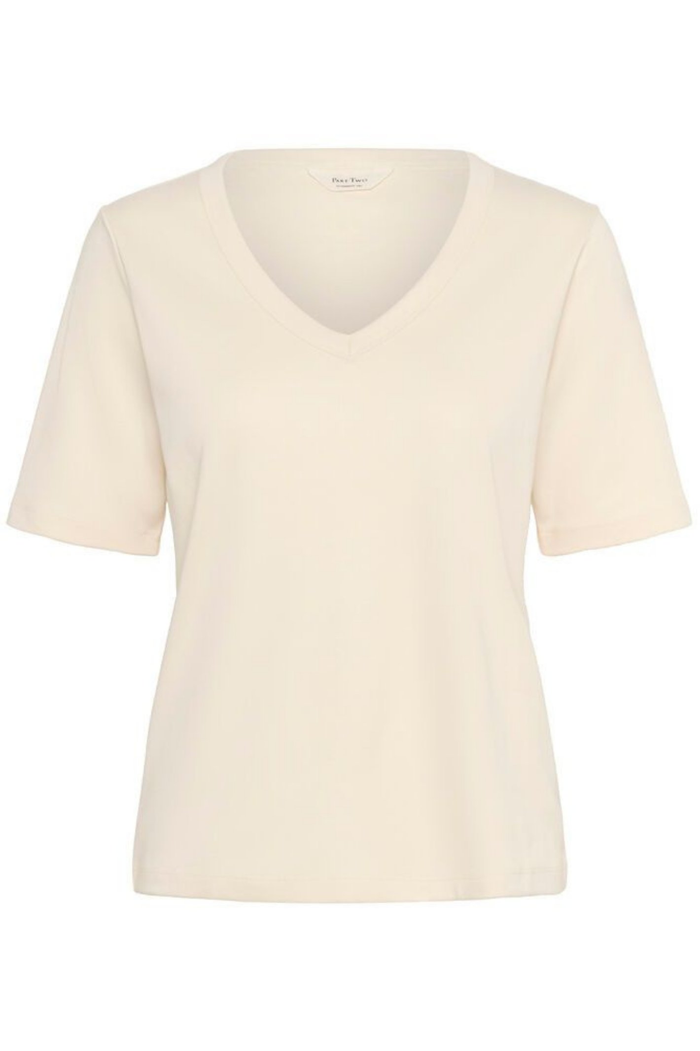 Part Two organic cotton V-neck T-shirt in Whitecap Grey. A clean, classic wardrobe essential with an easy fit. Style it your way. Shop Dotique.