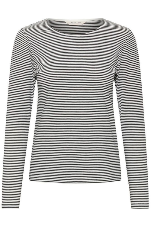 Dark navy striped long sleeve T-shirt by Part Two. Soft TENCEL™ Modal blend with a flattering fit, perfect for everyday wear. Shop Dotique.