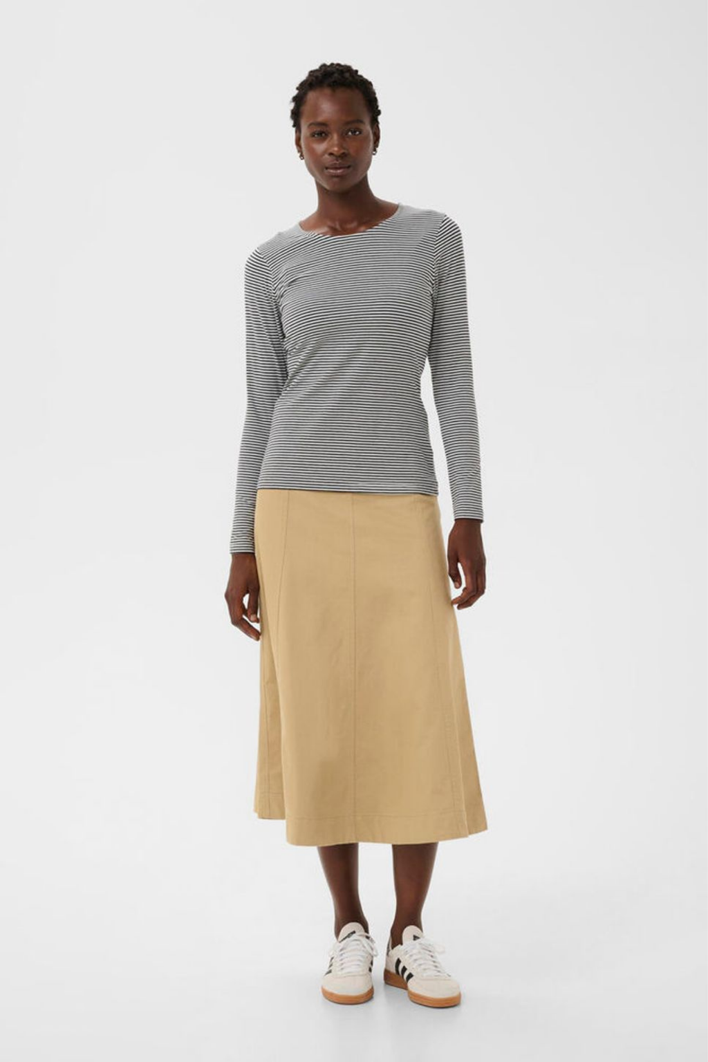 Dark navy striped long sleeve T-shirt by Part Two. Soft TENCEL™ Modal blend with a flattering fit, perfect for everyday wear. Shop Dotique.