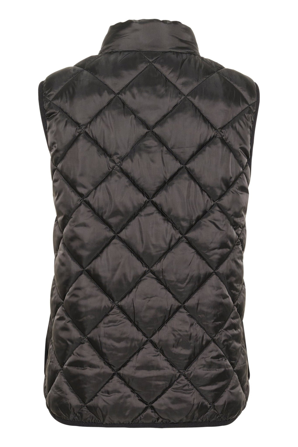 Part Two SidsePW black quilted waistcoat with diamond stitching and popper fastening – Dotique

