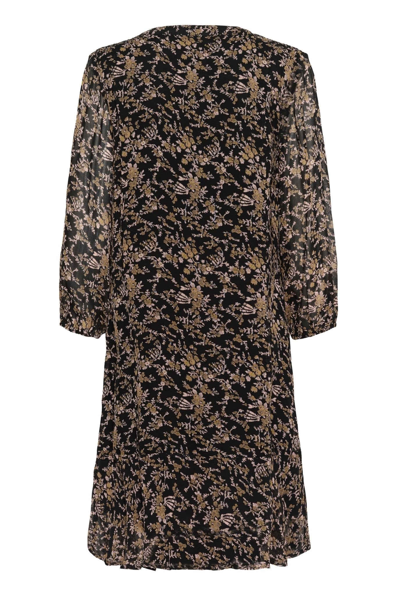 Part Two ElkasPW DR Dress in Black Flower Bouquet Print – floral midi dress with flattering silhouette available at Dotique
