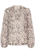 Part Two SandiPW BL floral blouse in whitecap grey with long sleeves and v-neck – Dotique

