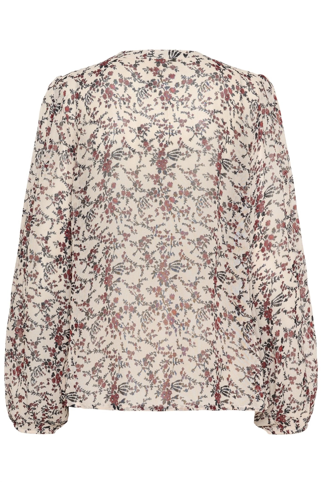 Part Two SandiPW BL floral blouse in whitecap grey with long sleeves and v-neck – Dotique

